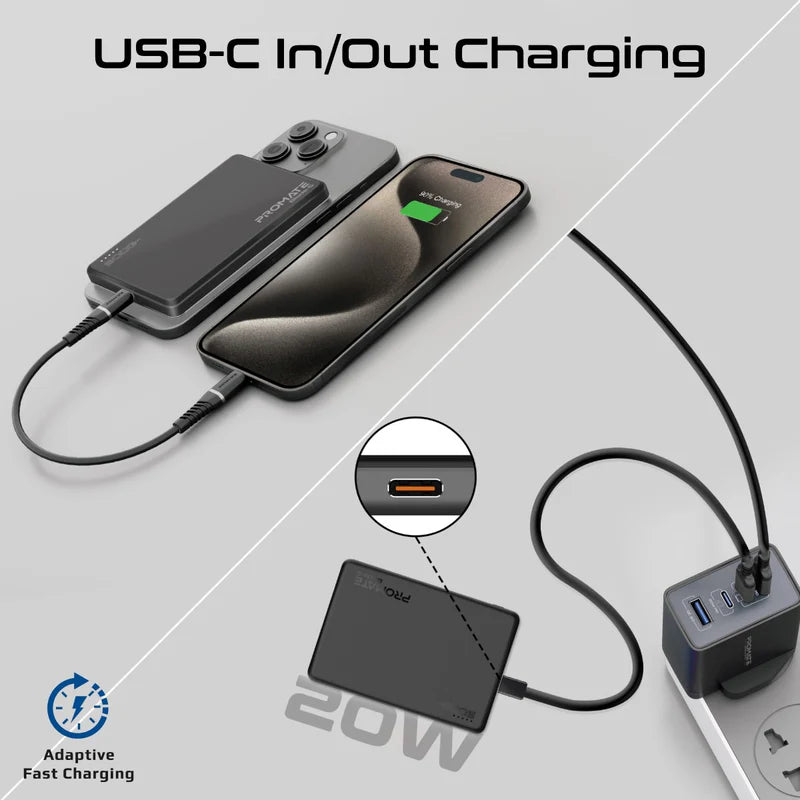 Promate Ultra-Slim Aluminum Crafted MagSafe Compatible Wireless Charging PowerBank