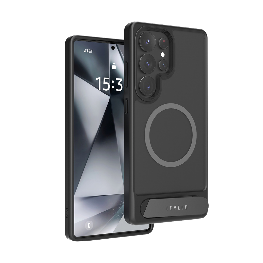 Levelo Matteo with Bottom Stand Grip Case for Samsung S25 Ultra